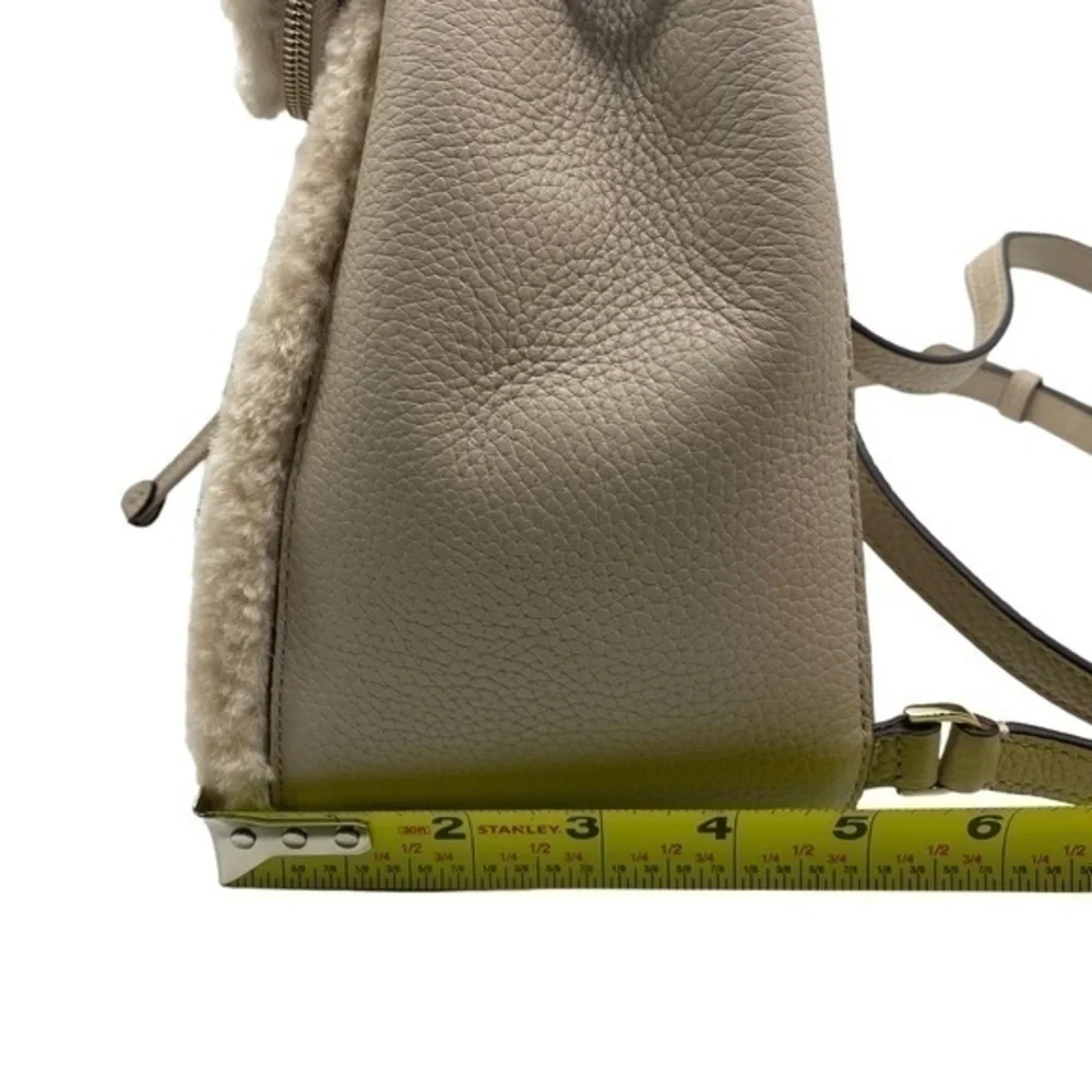 Kate Spade Lelia Medium Leather Flap Backpack Faux Shearling  NWOT